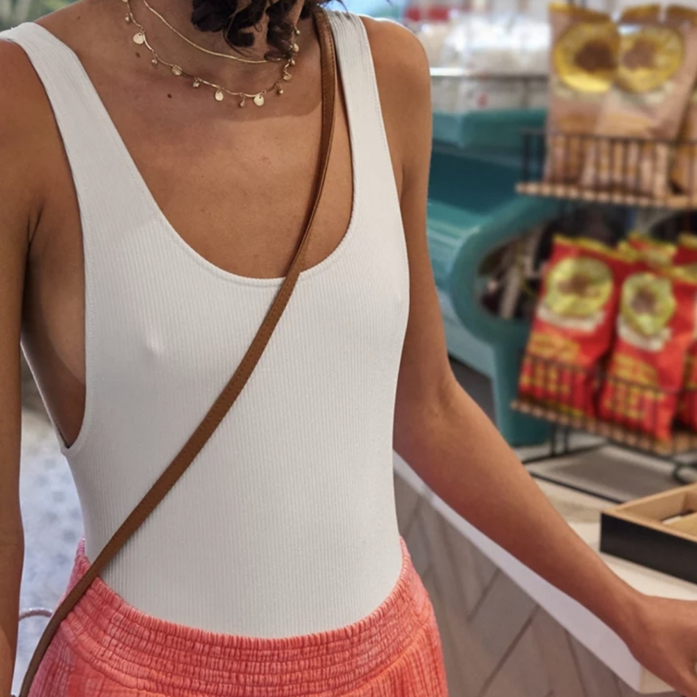 aerie White Ribbed One-Piece Swimsuit - Picture 5 of 5